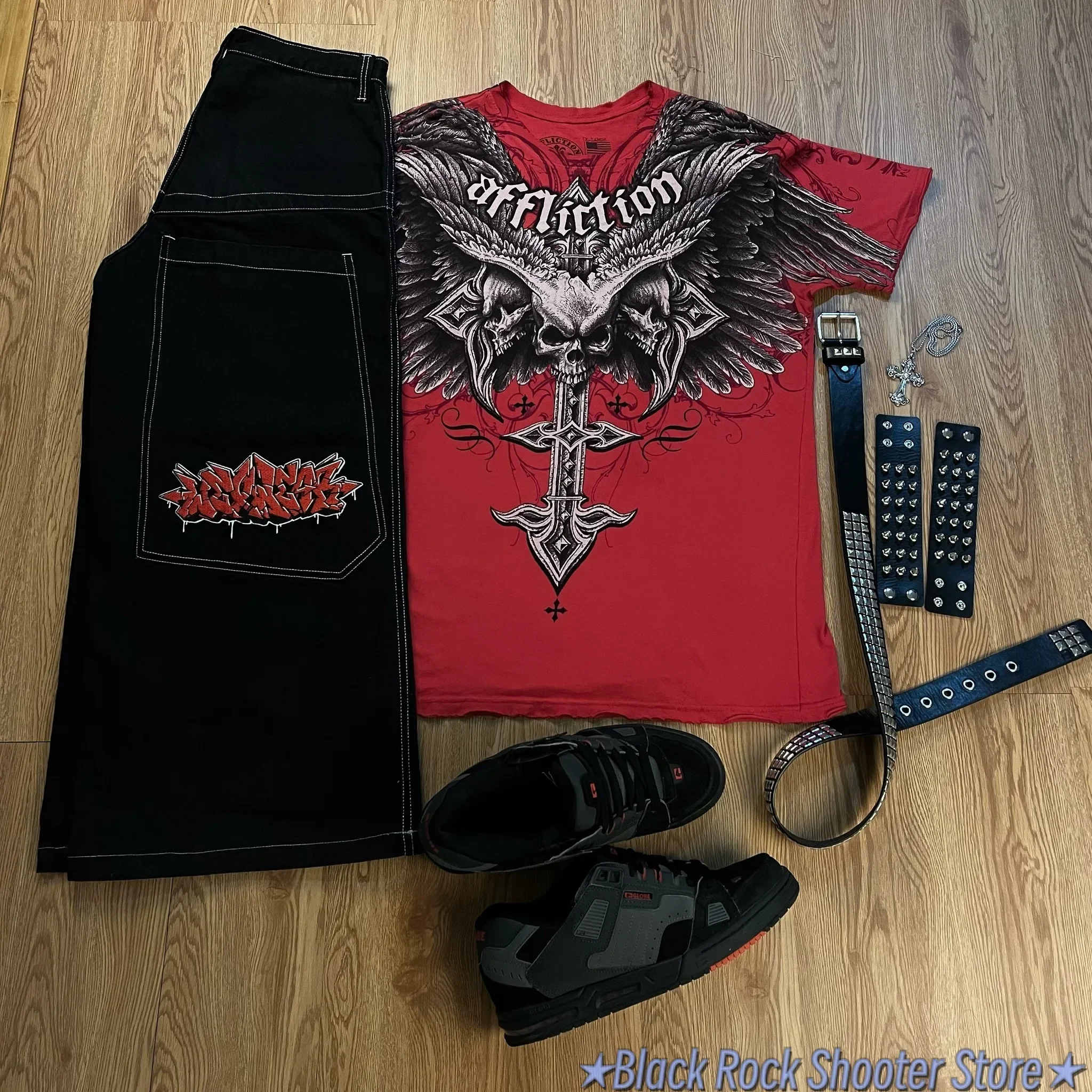 Винтажный спортивный костюм в стиле Харадзюку футболка с вышивкой и графическим