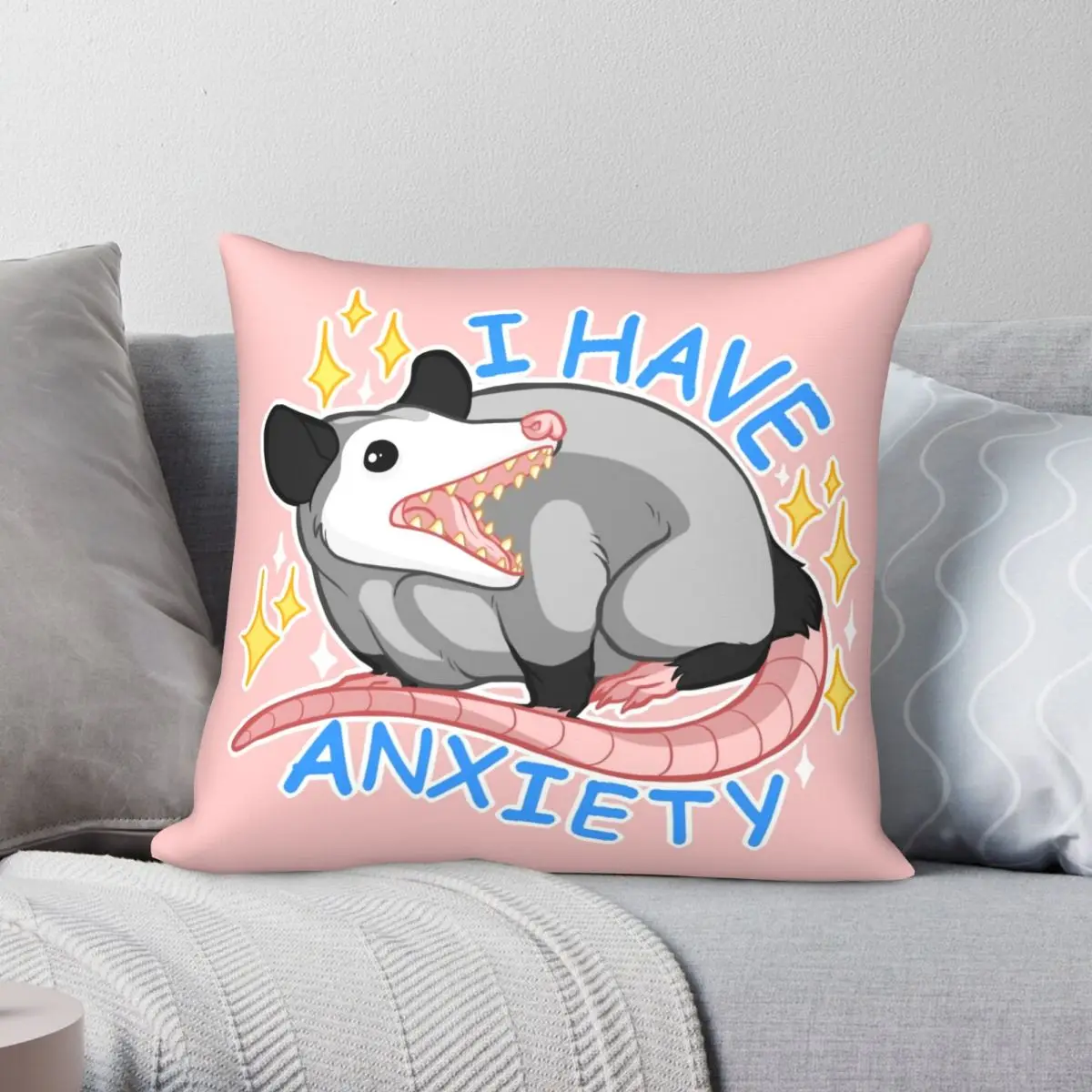 

Квадратный чехол для подушки Poss с тревожностью, полиэстеровый льняной бархатный чехол с принтом на молнии, декоративный чехол для подушки, наволочка для автомобильной подушки, 45x45