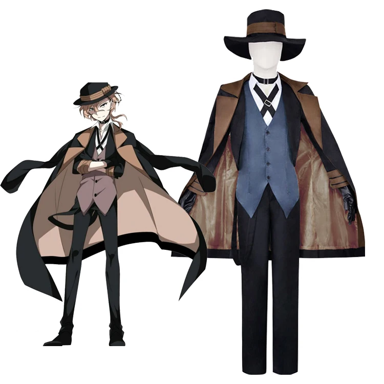 

Anime Bungo Stray Dogs Cosplay Nakahara Chuuya Cosplay Costume Comic Hat Trench Coat Vest Con Dazai Osamu Cosplay Halloween Suit