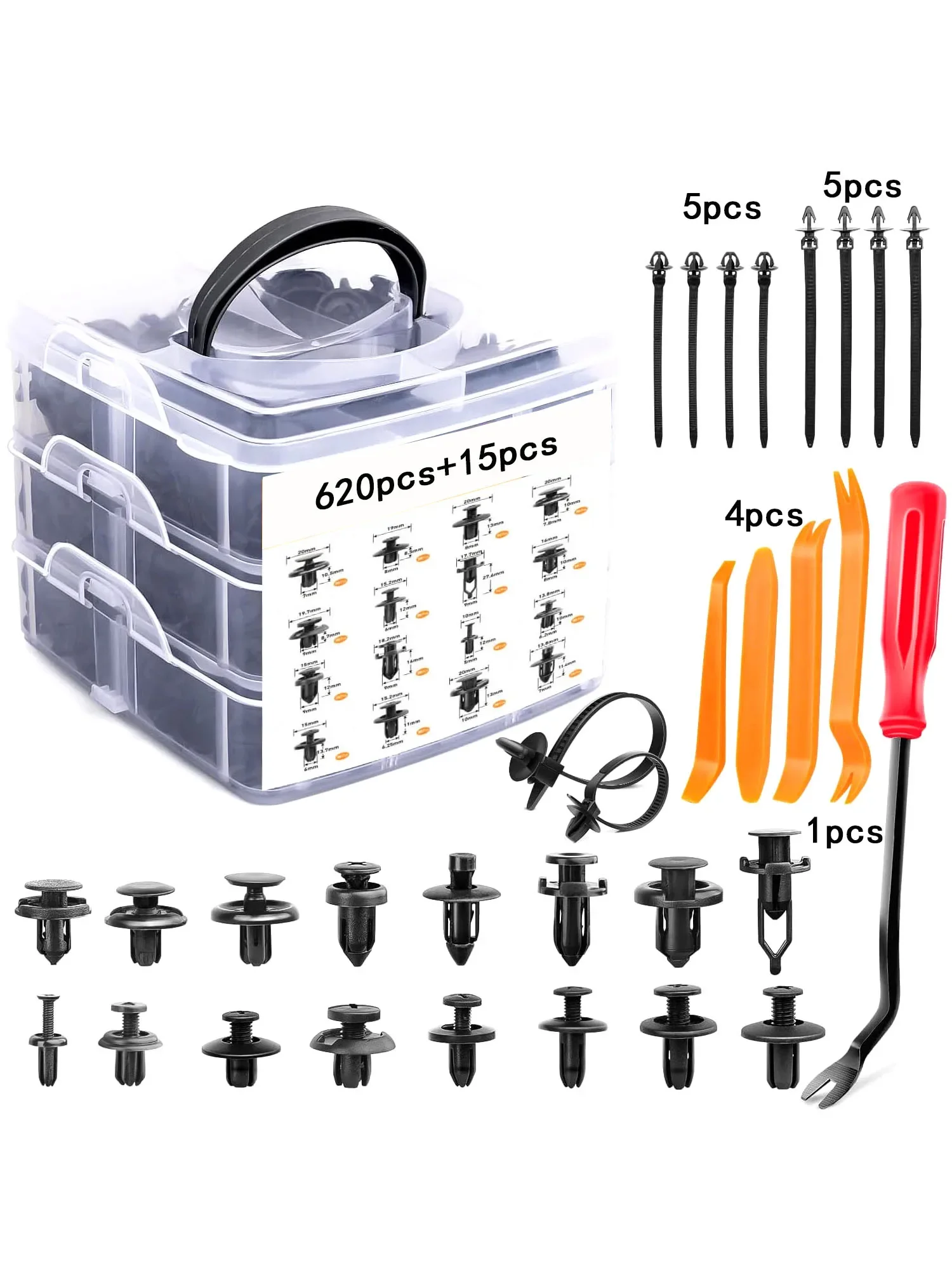 

620Pcs Car Fastener Clips Mixed Car Fasteners Door Trim Panel Auto Bumper Rivet Retainer Push Engine Cover Fender Clip