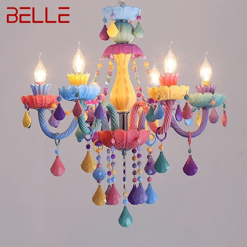 

BELLE Color Crystal Pendent Lamp Art Girls' Room Candle Lamp Children's Room Living Room Restaurant Bedroom Art Chandelier