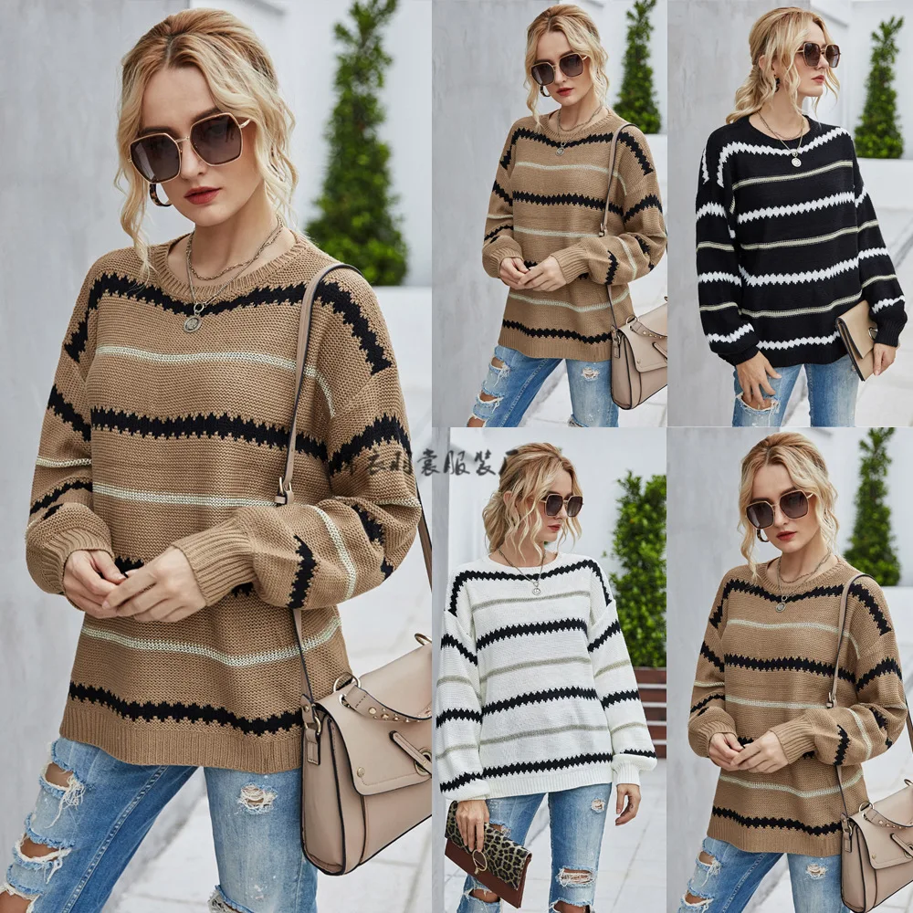 

Женский пуловер свободного покроя, вязаная рубашка на осень/зиму, 2023