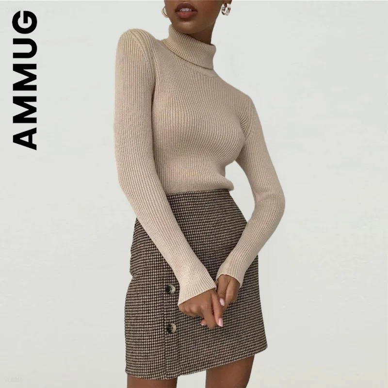 

Женский трикотажный свитер-водолазка Ammug в стиле Харадзюку