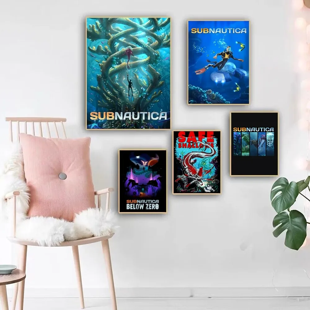 S-Subnauticas игровой плакат липкий HD качество Настенное Искусство ретро Плакаты для