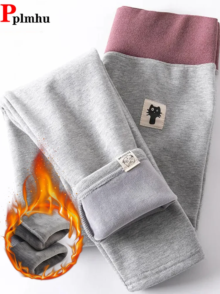 

Повседневные Лоскутные Брюки, зимние леггинсы с бархатной подкладкой и высокой талией, облегающие леггинсы большого размера 100 кг, утепленные теплые брюки