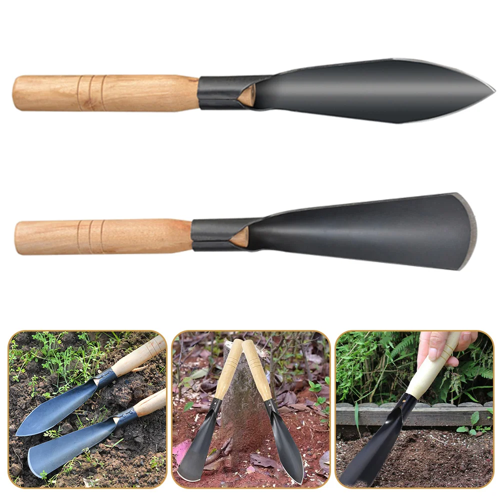 

2 Pcs Practical Vegetable Planting Shovels Wooden Handle Trowels Garden Supplies