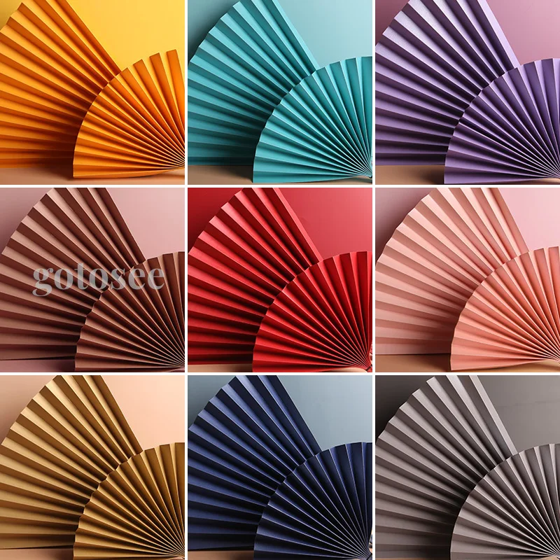

54*18cm Folding Fan Photography Props Solid Colors Creative Studio Backdrop Accessories for Cosmetics Jewelry Product Shooting