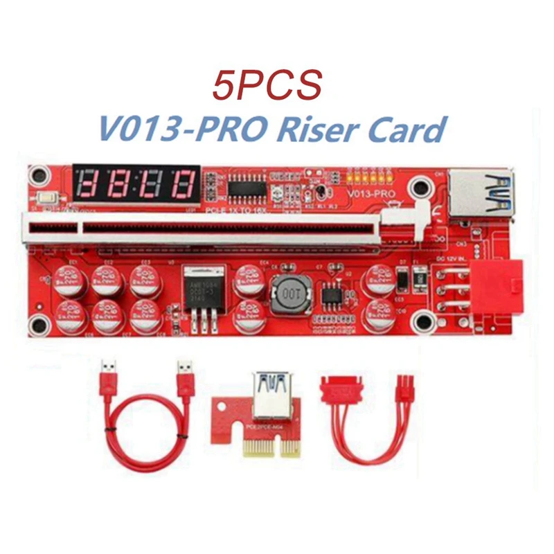 

V013 Pro Pcie Riser Card Pcie X1 To X16 Riser Graphics Card Extension Cable Temperature Control For Mining Miner