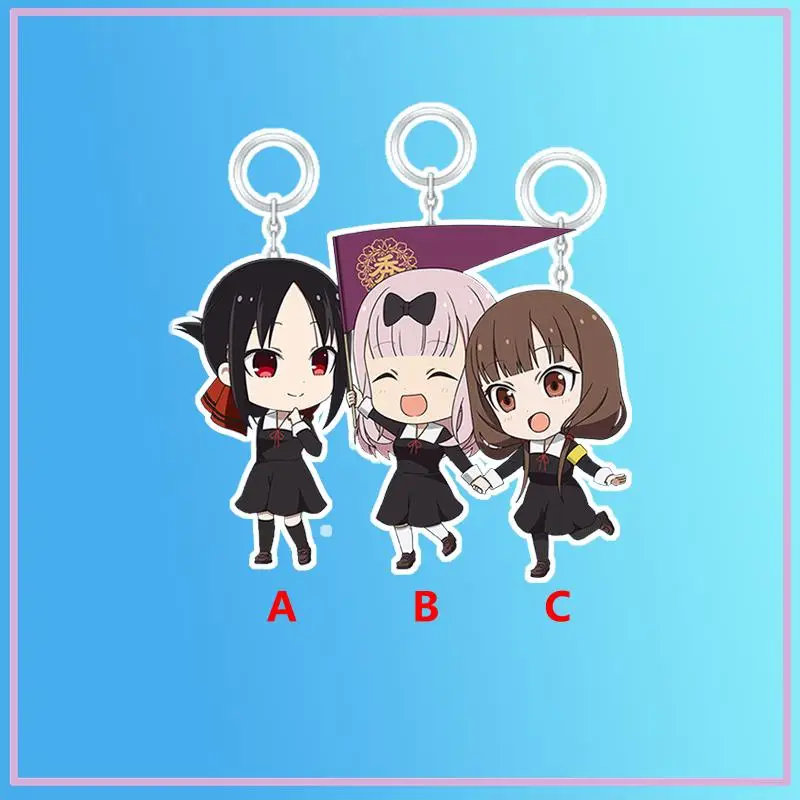 Аниме-брелок "Кагуя-сама: Любовь - это война" с изображением Чики Фудзивары и Мико Иино, акриловый ключница на ремешке, висящие аксессуары, 6 см.