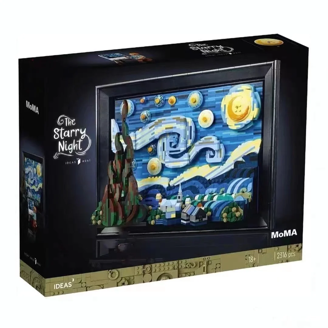 Vincent Van Gogh: La Noche Estrellada 21333 2316 piezas Moc arte pintura bloques de construcción modelo de ladrillos juguete educativo regalo para Chidlren