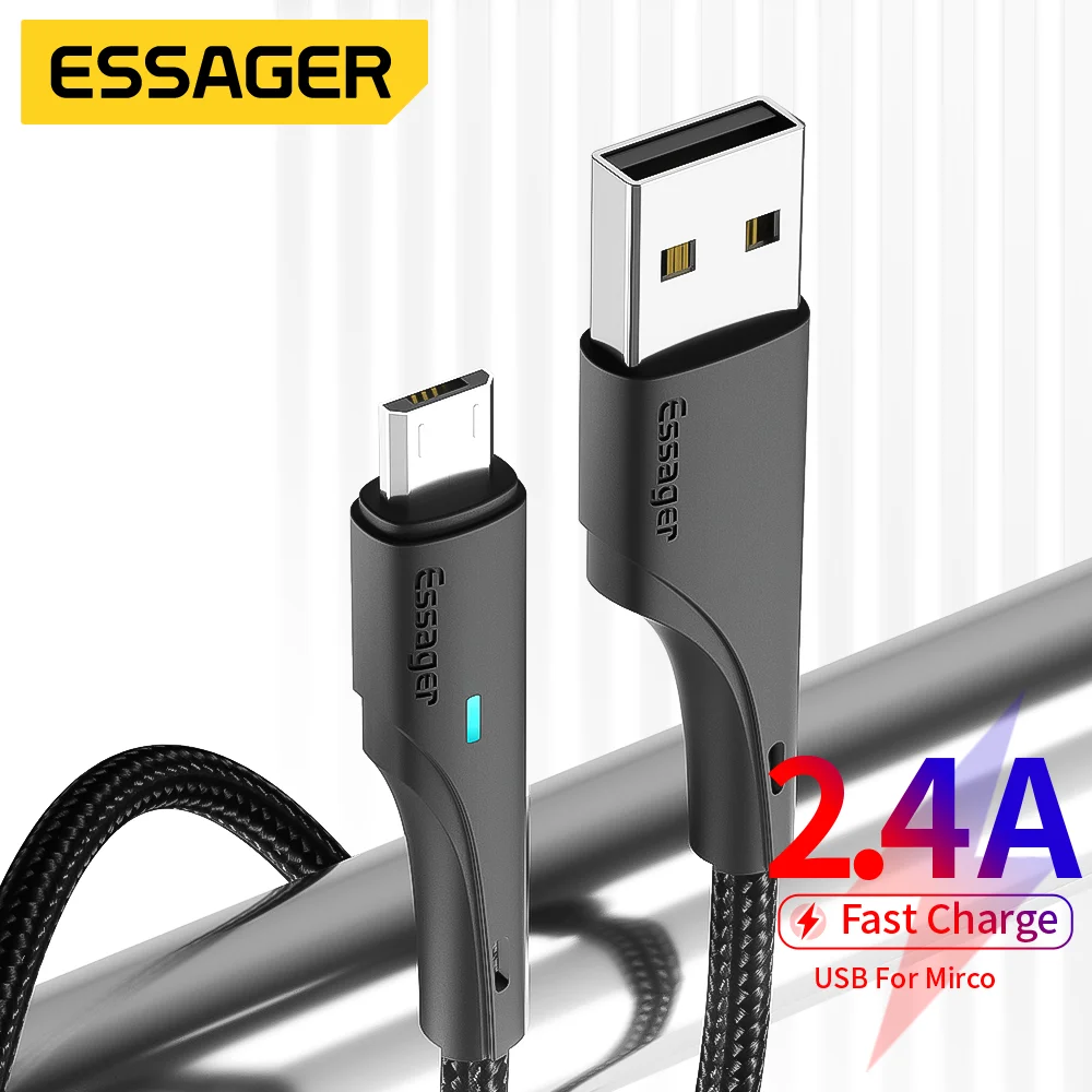 Кабель зарядный Essager Micro USB 2 4 А с поддержкой передачи данных |