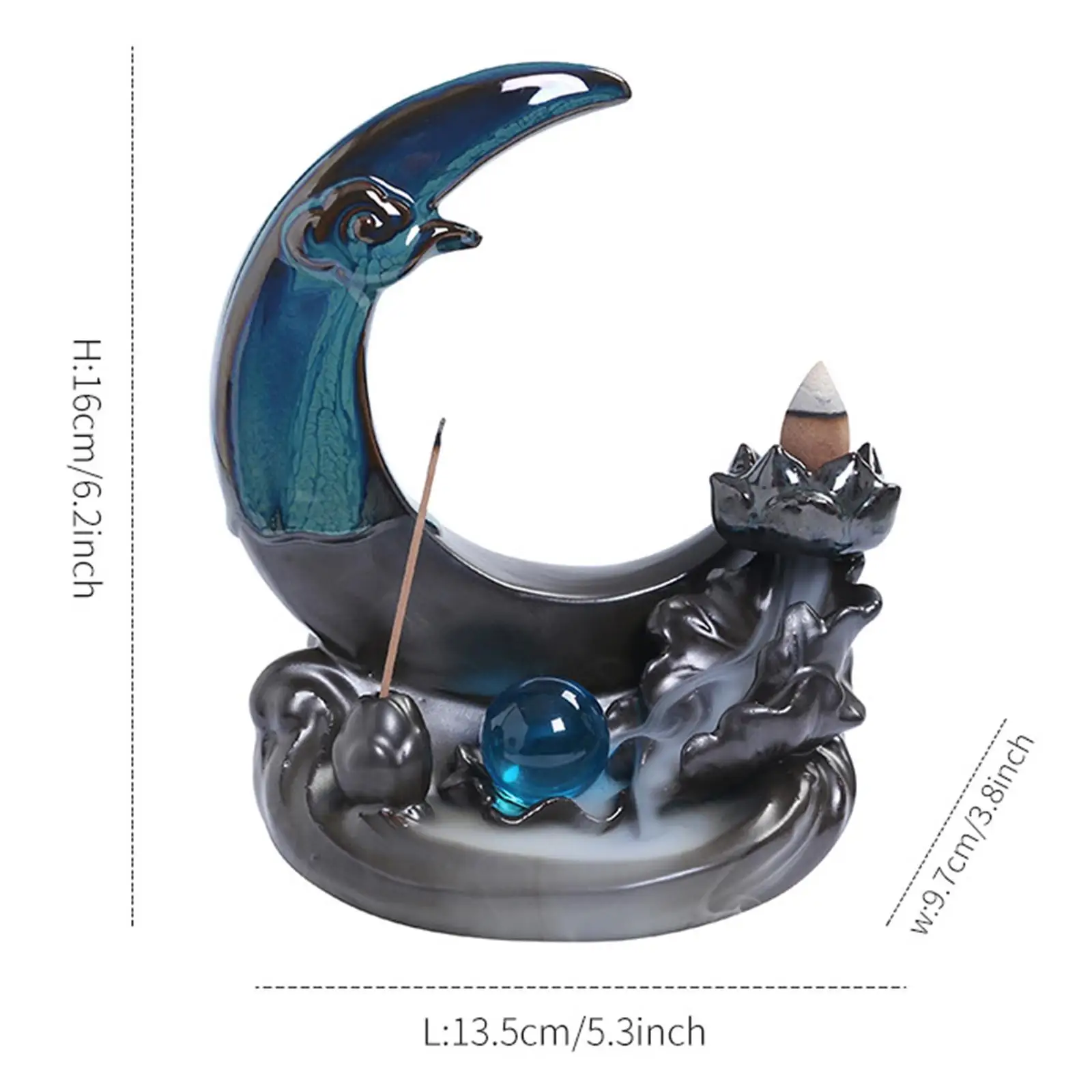 Курильница с обратным потоком Луны керамическая статуя водопад держатель для
