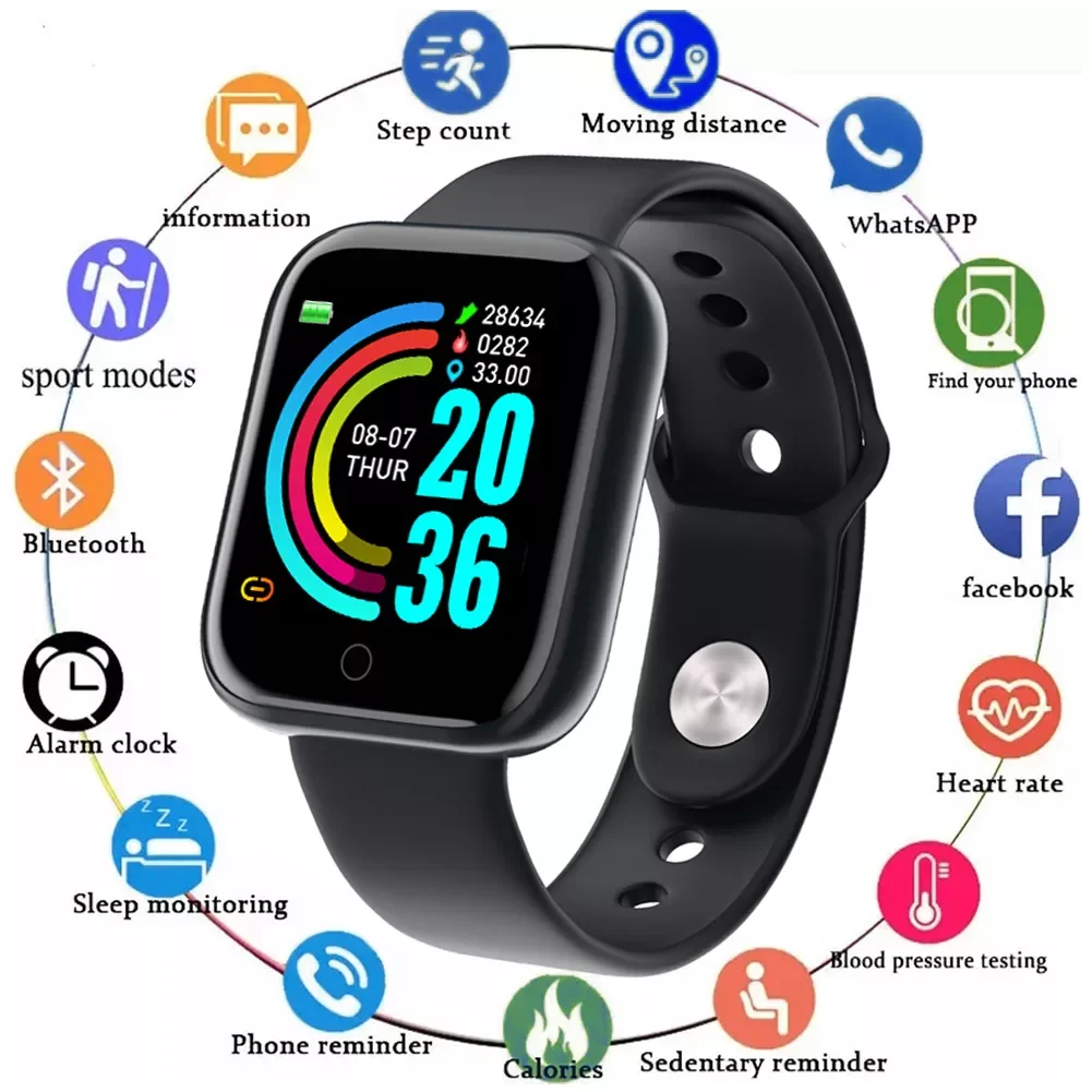 

D20 Pro Smart Watch Y68 Bluetooth Fitness Tracker Sports Watch Heart Rate Monitor Blood Pressure Smart Bracelet for Android IOS