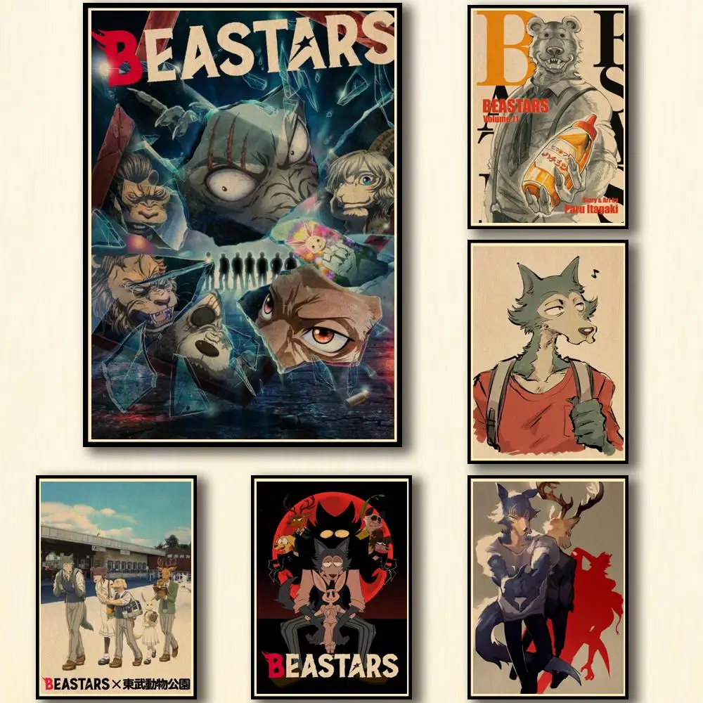 

20 Designs Anime BEASTARS Kraftpaper Poster Legosi Artwork Decal Fancy Wall Sticker for Coffee House Bar
