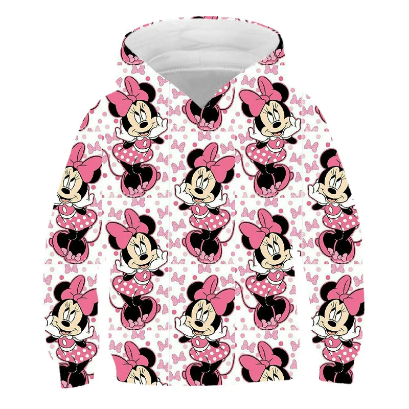 Kids Mickey Minnie Mouse Hoodie Boys Girls Autumn Winter Sweatshirt Clothes Kids Long Sleeve Cartoon Casual Hoodie 2-14 Year Old