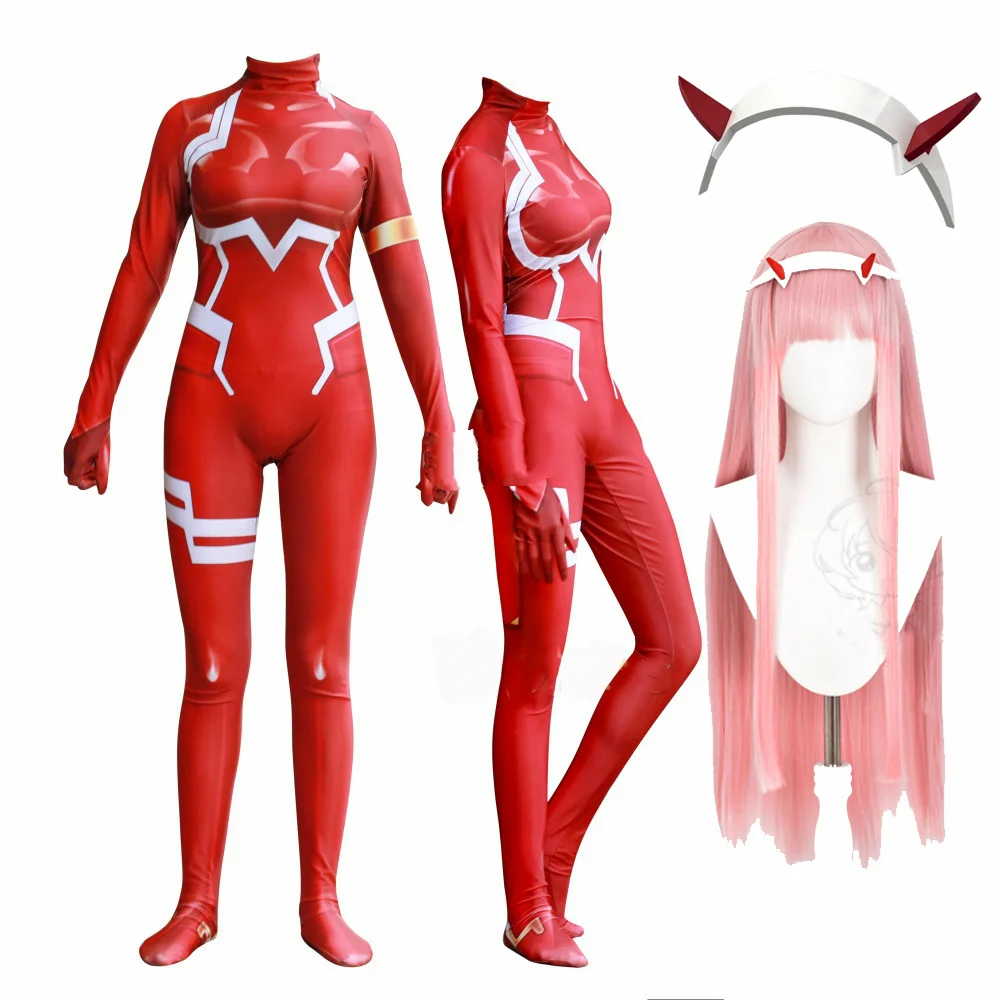 Женский костюм для косплея аниме Дарлинг во Фране 02 Zero Two Хэллоуина с париком и
