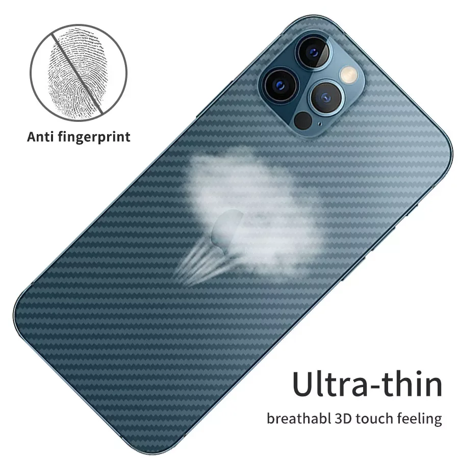 

Carbon Fiber Matte Back Film For iphone 13 12 Mini 11 Pro XR X XS Max 7 8 Plus Transparent Scratch Resistant Phone Sticker
