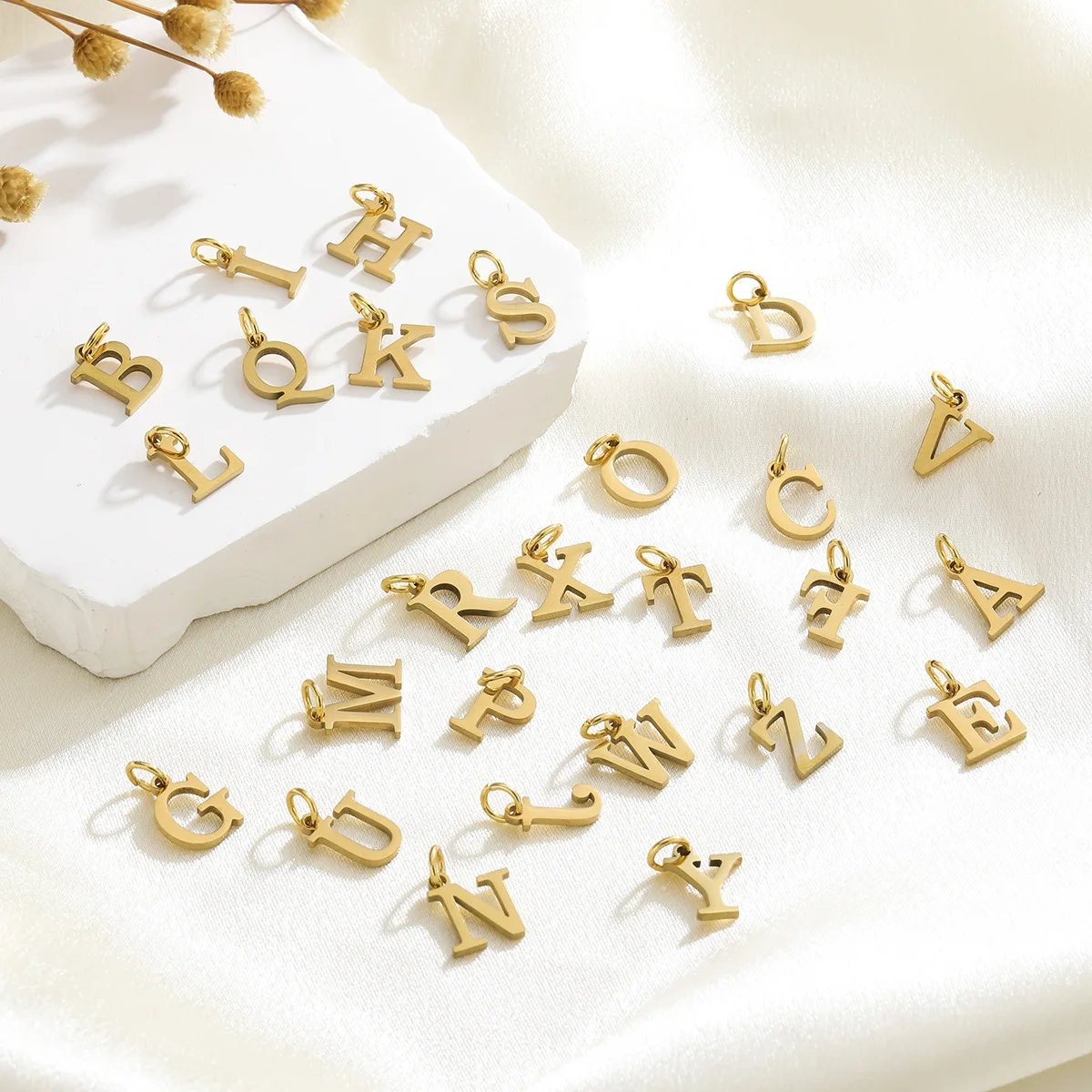 Подвеска из нержавеющей стали с буквами алфавита и инициалом 10 мм 14 к