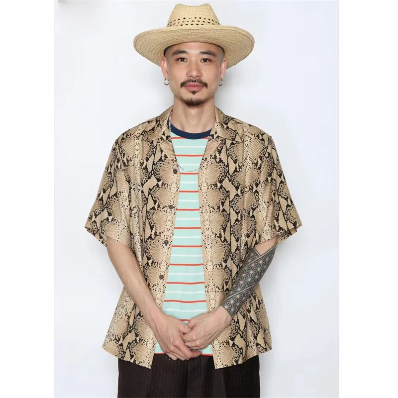 Oversized WACKO MARIA Hawaiian Shirt Men Women 1:1 Rayon Snake Print Wacko Maria Shirt