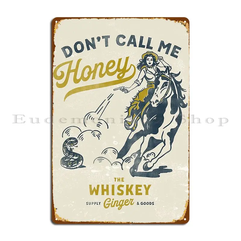 Металлический Ретро-плакат Don T Call Me Honey с изображением ковбойцы на лошади