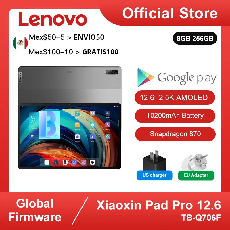 Global ROM Lenovo Tab P12 Pro Xiaoxin Pad Pro 12.6 Tablet 2.5K AMOLED 120Hz Snapdragon 870 8GB+256GB 4 JBL Speakers 10200mAh 30W