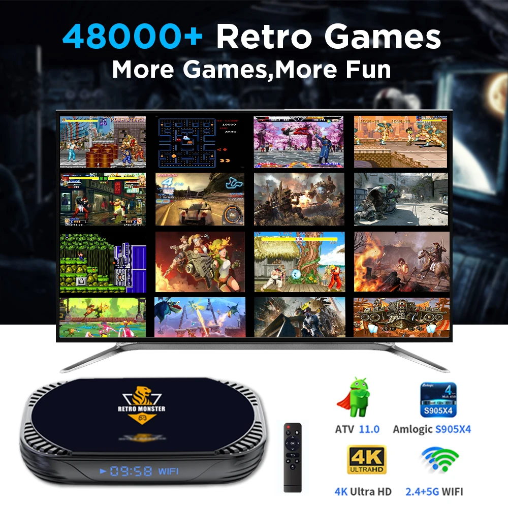 Retro Monster for Sega Saturn / MAME Video Game Console Amlogic S905X4 for TV 4K Android 11  EmuELEC for N64, PS1,PSP,DC