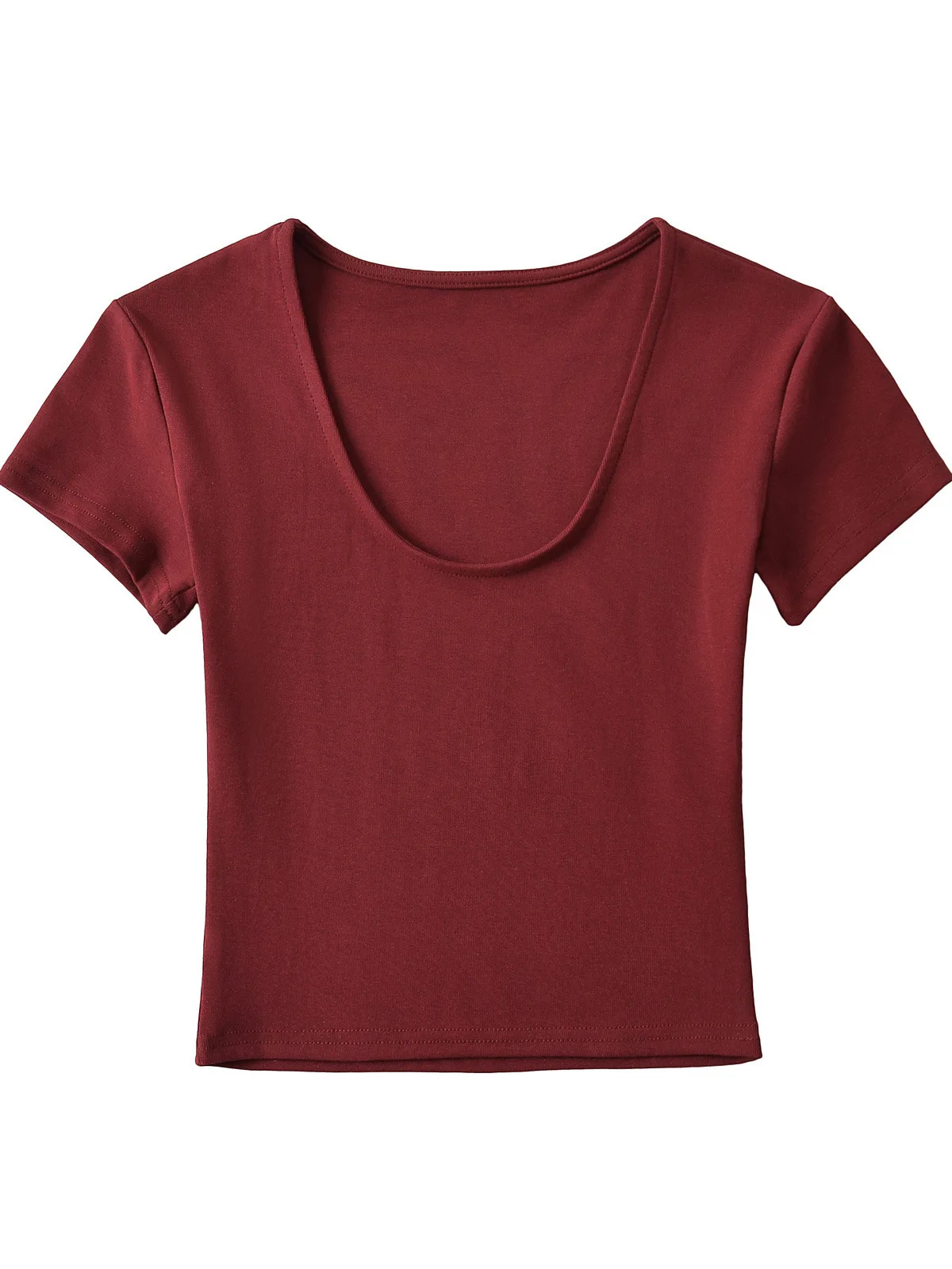 Женская летняя футболка с коротким рукавом и U-образным вырезом модель 2024 года