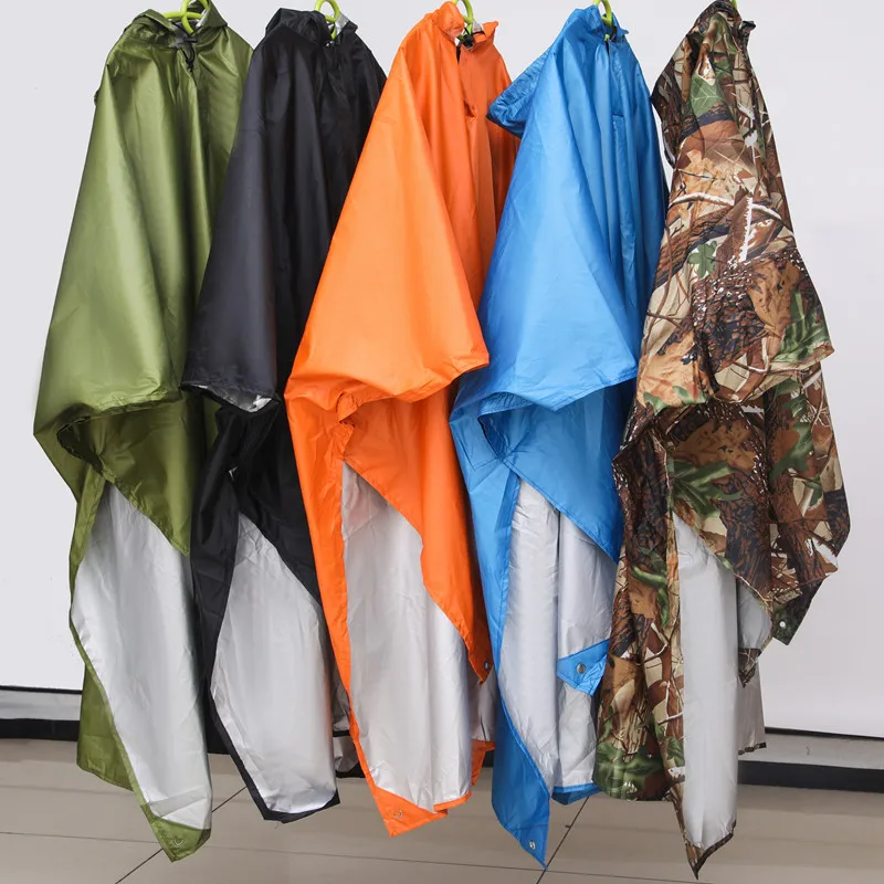 

2023 New Waterproof Backpack 3 In 1 Rain Cover Hood Hiking Cycling Poncho Raincoat Outdoor Camping Tent Mat
