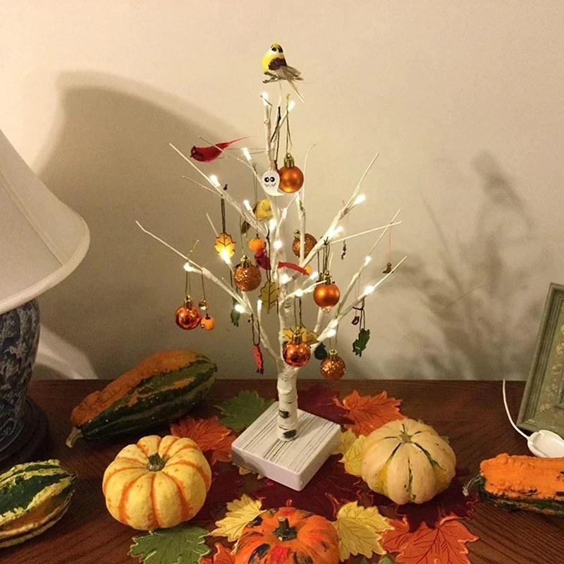 halloween party birch tree led light pumkin hanging ornaments desktop decoration for home christmas halloween kids gift lamp free global shipping