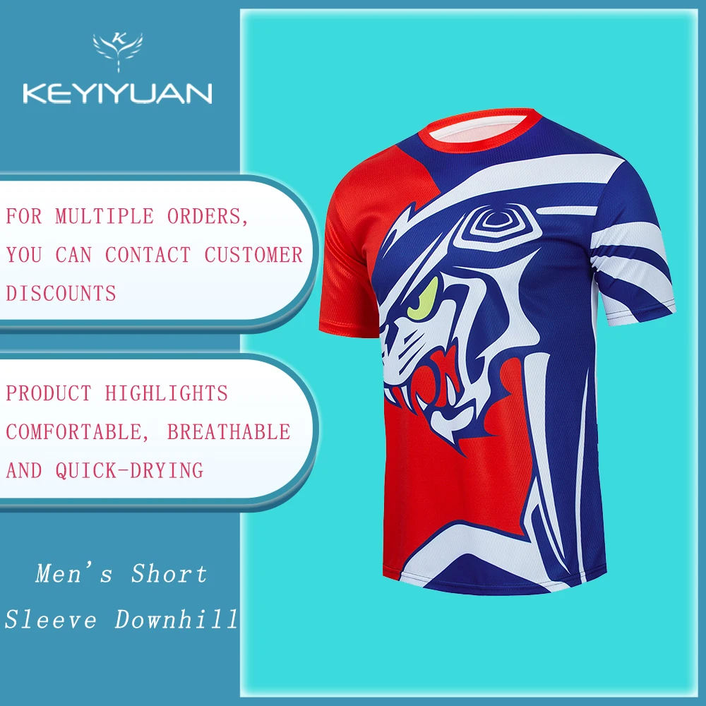 

KEYIYUAN 2022 Short Sleeve Cycling Jersey Men Downhill T-shirt Motocross Shirt Outdoor Bike Clothing Mtb Sportswear Maillot Vtt