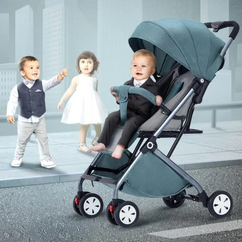 Light Portable Stroller For Baby One-button Folding Can Sit Lie Four-wheel Shock Absorber Trolley Luxury Baby Strollers Baby Car