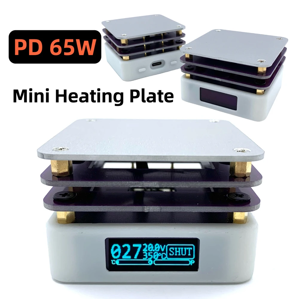 

65W PD Protocol Hot Plate Preheater OLED Display Printed Circuit Board Soldering Heating Plate Rework Station Preheat Platform