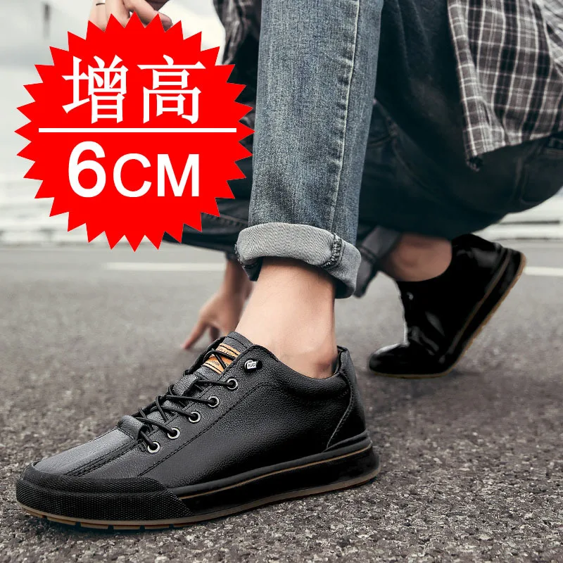 Фото Elevator Shoes for Men Height Increasing Sneakers 6cm Inches Taller Leather Casual Shoes with Height Increase Shoes №5