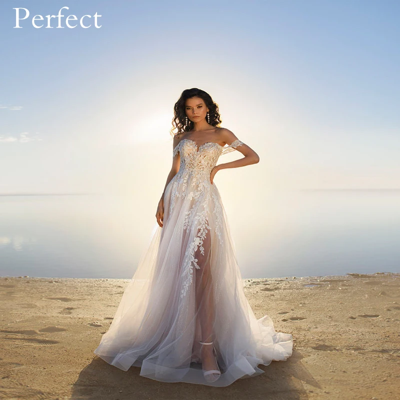 

Perfect Elegant Sexy A Line Tulle Appliques Beading Wedding Dress Cap Sleeve Sweetheart Button Back Robe De Mariee