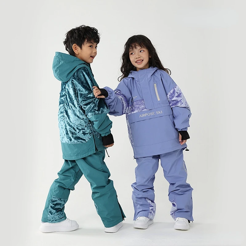 

Children's Ski Jacket Pants Trousers Warm Waterproof Boys Girls Outdoor Snowboarding Winter Ski Suit Set Kids