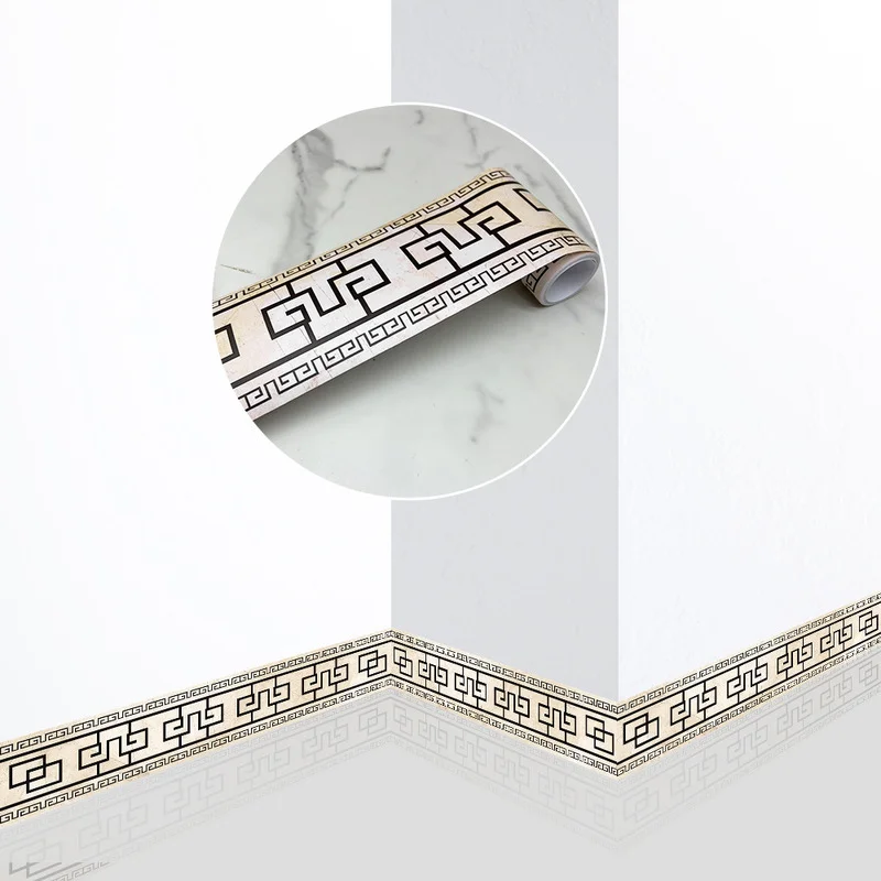 

Self Adhesive Wall Skirting Border Sticker Waterproof Wallpaper Bathroom Office Glass Waist Line Tile Floor Sticker Home Decor