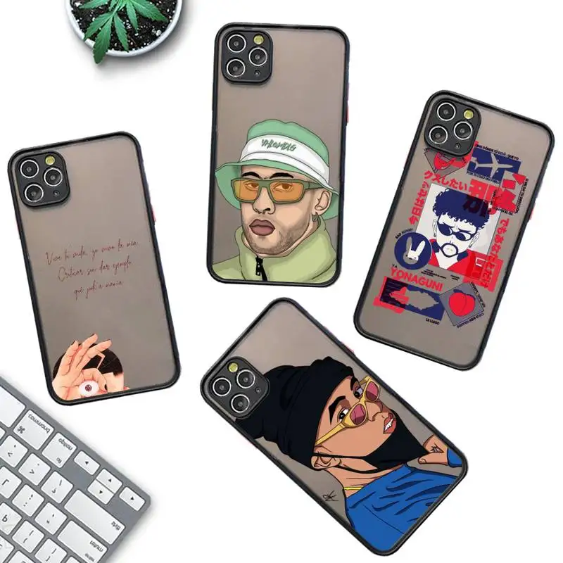 

Anime Bad Bunny Phone Case for iPhone X XR XS 7 8 Plus 11 12 13 pro MAX 13mini Translucent Matte Case