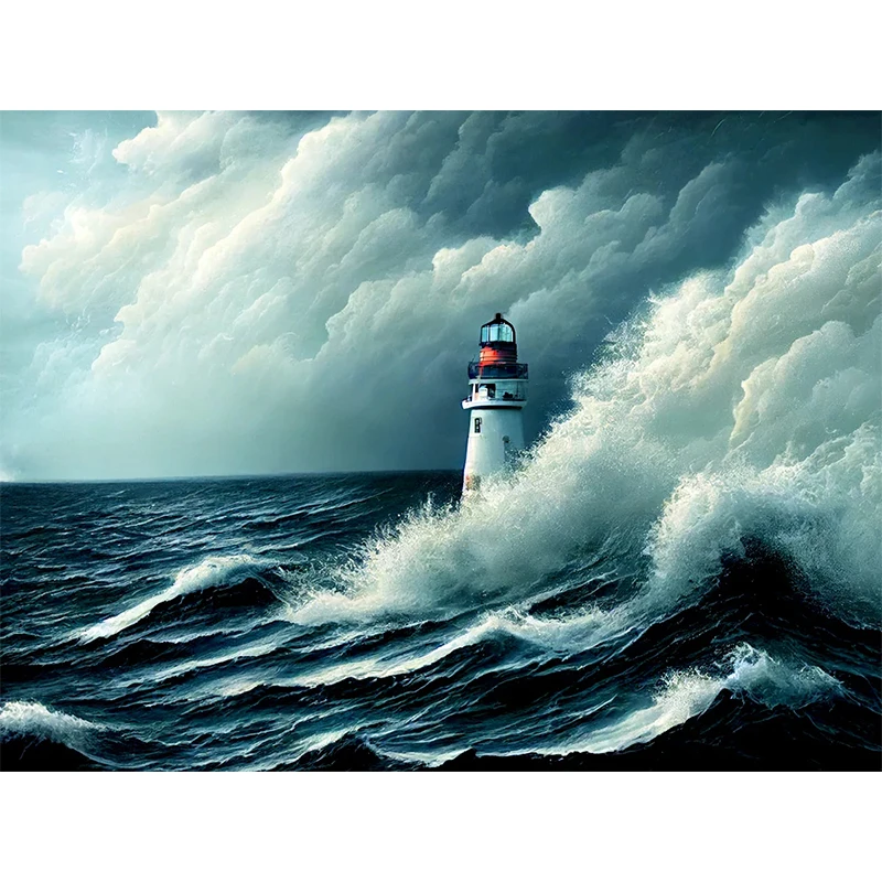 

DIY Full Square Round Diamond Painting Seaside Lighthouse Sea Wave Drill Cross Stitch Embroidery Scenery Picture Home Decor Gift
