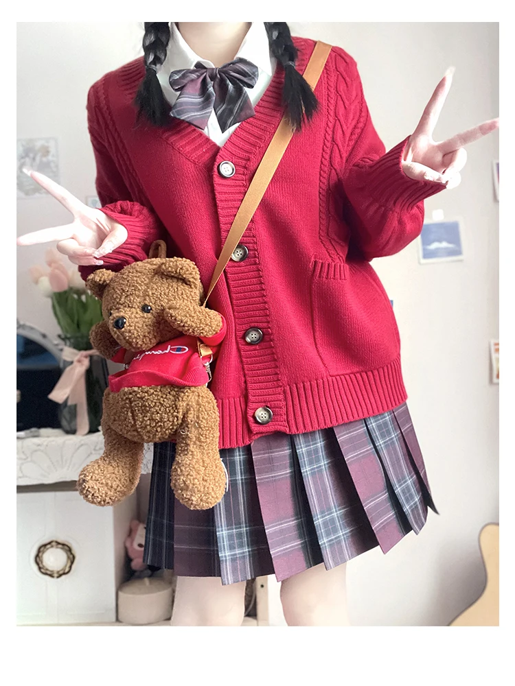 Haiyue Socie JK Вязаная верхняя одежда Твист новогодний красный свитер Рождественская