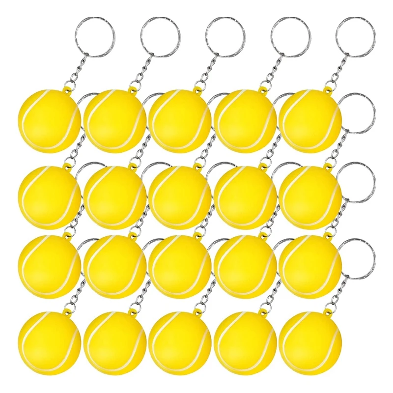 

20 Pack Tennis Ball Yellow Keychains For Party Favors Party Bag Gift Fillers Sports Centerpiece Souvenir
