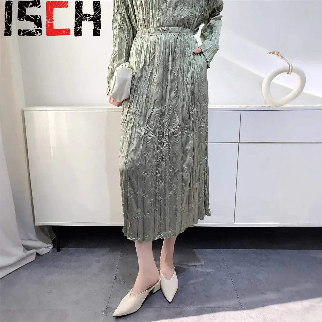 Плиссированная юбка новинка весны и лета 2025 удобная повседневная средней длины