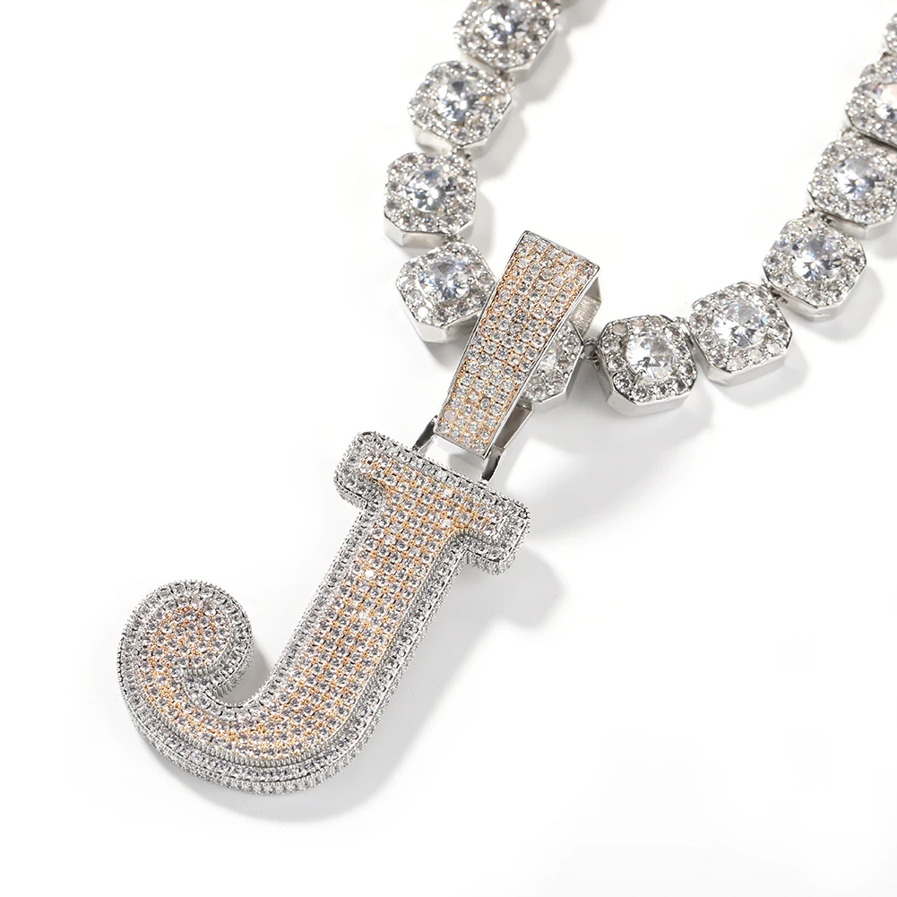 Uwin Two Layers Letters Pendant Iced Out Cubic Zirconia Initial Necklace For Women Fashion Jewelry Gifts