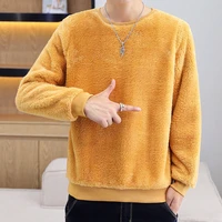 2022 autumn and winter new double sided fleece pullover sweater mens korean version loose men round neck large size shirt coat