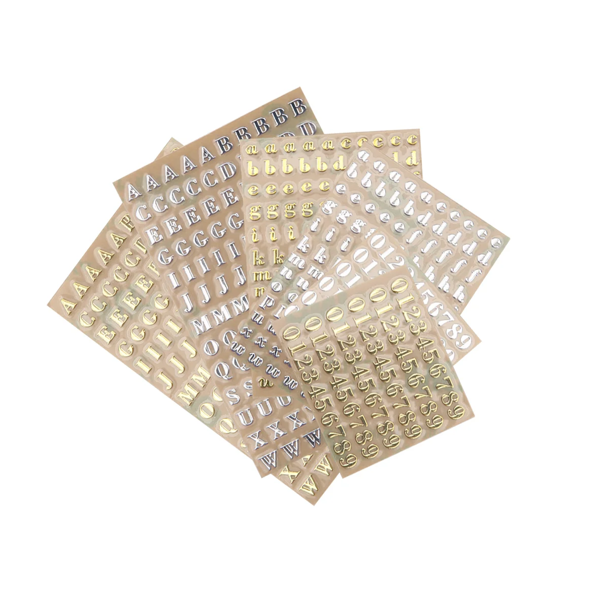 6 листов маленьких 0 12-дюймовых наклеек с буквами алфавита блестящие