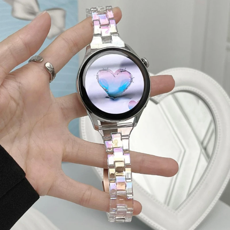 20mm 22mm Slim Dazzling Resin Laser Transparent Strap for Samsung Galaxy Watch 5Pro 45mm For Huawei GT2/3 smart watchband Correa