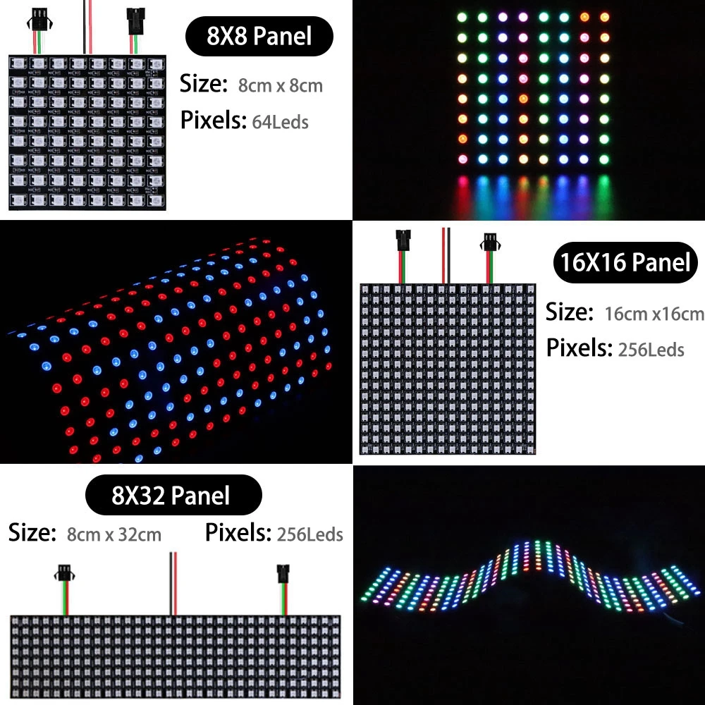Светодиодная RGB лента WS2812B гибкая матричная панель 8x8 16x16 8x32 пикселей модуль WS2812