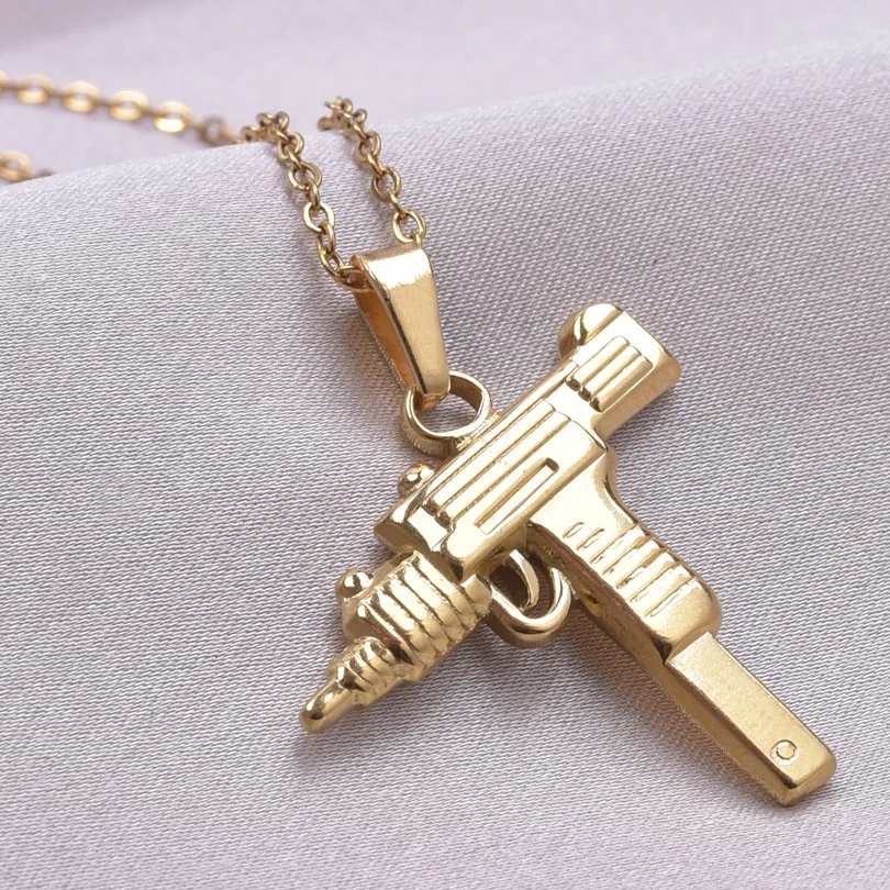 

Metal Vintage Machine Gun Necklaces For Women Men Accessories Punk Jewelry On The Neck Coker Necklace Stainless Steel Jewelry