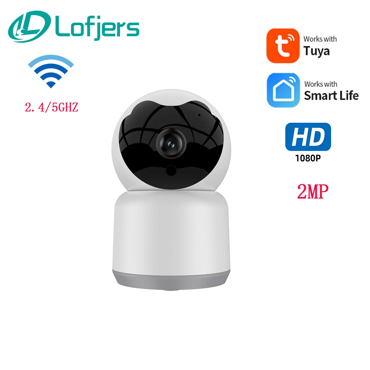 

Tuya HD Smart 2MP PTZ IP Camera White Baby Monitor 2.4G/5G Smart WiFi Camera Indoor Home Security Video Surveillance