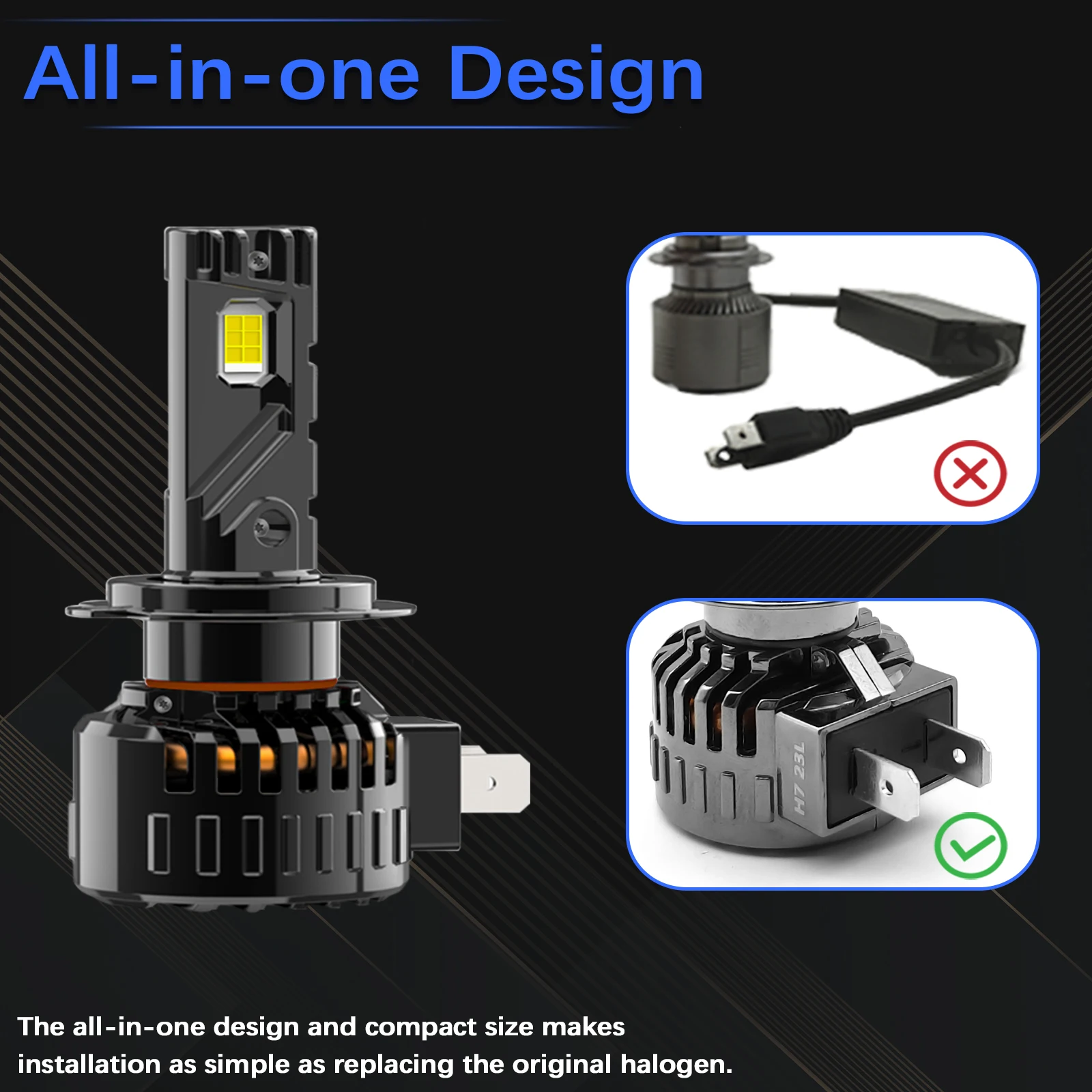 Fenikso h7 светодиодные h4 h11 hb3 фары hb4 для автомобиля CANBUS 12 В/24 В лампочка 54 Вт 6000 К 2 шт.