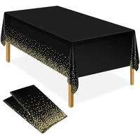 2pcs black gold dot tablecloth party table cloth for rectangle tables waterproof table covers for birthday graduation parties